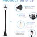 90'' H Solar Post Lights, 2700K Solar Lamp Post Light Waterproof, Dusk to Dawn Pole Lights Outdoor, lamp Posts Lighting for Garden Patio Yard Pathway Gate, Remote Control, Black(Warm White), 2700K│Head+Post