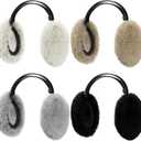 Ramede 4 Pcs Unisex Winter Ear Muffs Faux Fur Earmuffs Foldable Ear Warmers Light Weight Winter Warm Earmuffs with Plastic Headband Cover Warmers for Men Women