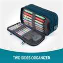 ZIPIT Half & Half Pencil Case, 3-Compartment Aesthetic Zipper Pouch, Teal | Clear-front pencil case for school, dedicated organizer panels, holds up to 70 pens & pencils, durable easy-care polyester