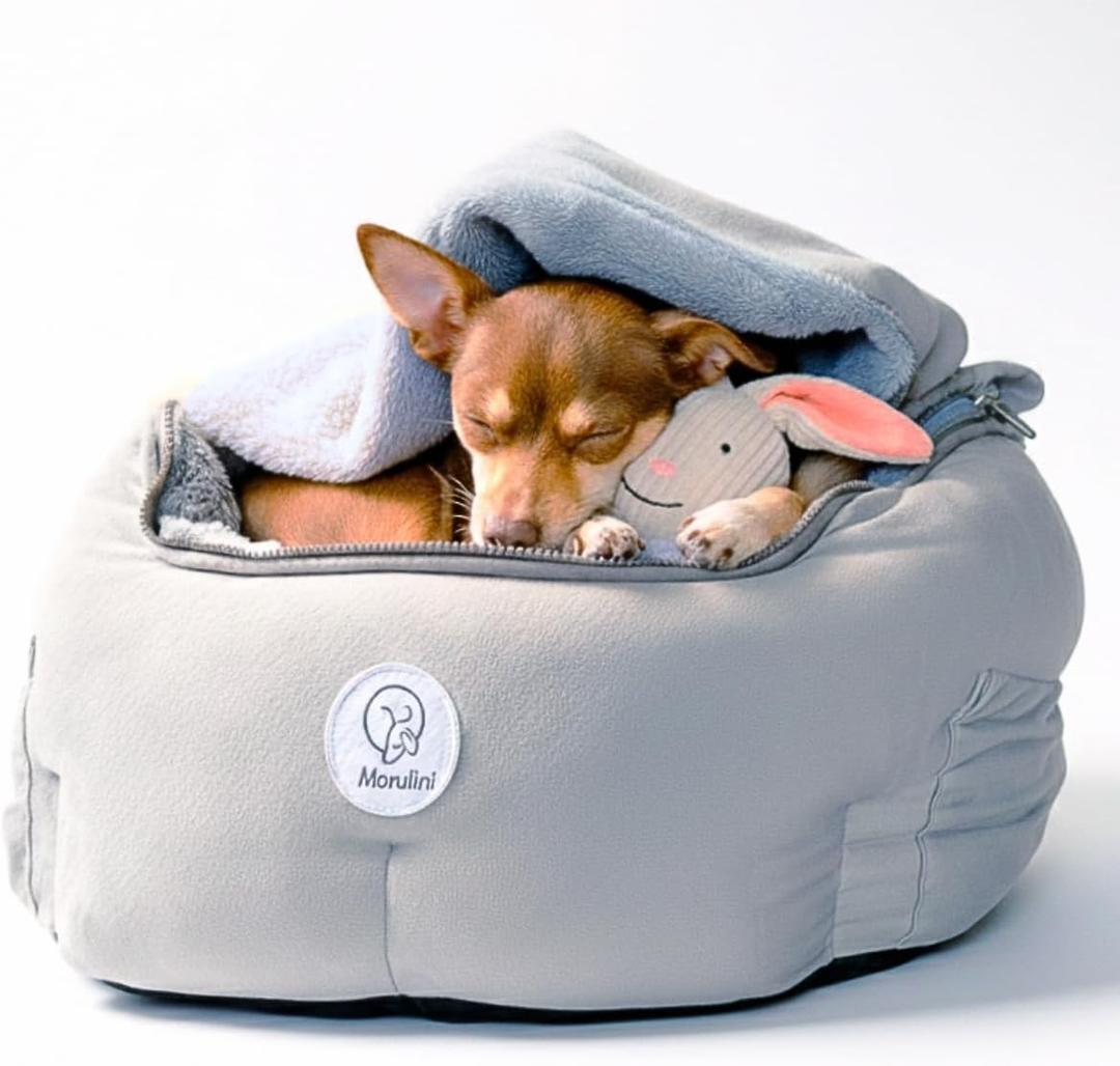 Orthopedic Dog Car Seat for Small Breeds - Original Calming Burrow Nest for Car Anxiety Relief - 6 Memory Foam Booster & Travel Bed - for Dogs Under 25lbs, Frenchie, Chihuahua