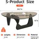 Mid Century Modern Glass Coffee Table, Coffee Table for Living Room,Triangle Coffee Tables,Suitable for Bedroom Living Room Reception Office Tables (Black/Transparent, ML), ML 39.5 * 27 * 16in