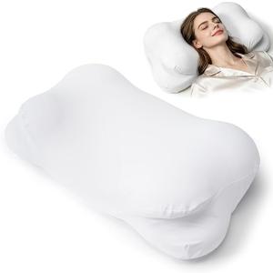 Cloud Pillow Ergonomic Cervical Memory Foam Pillow, Breathable Neck Support (white)