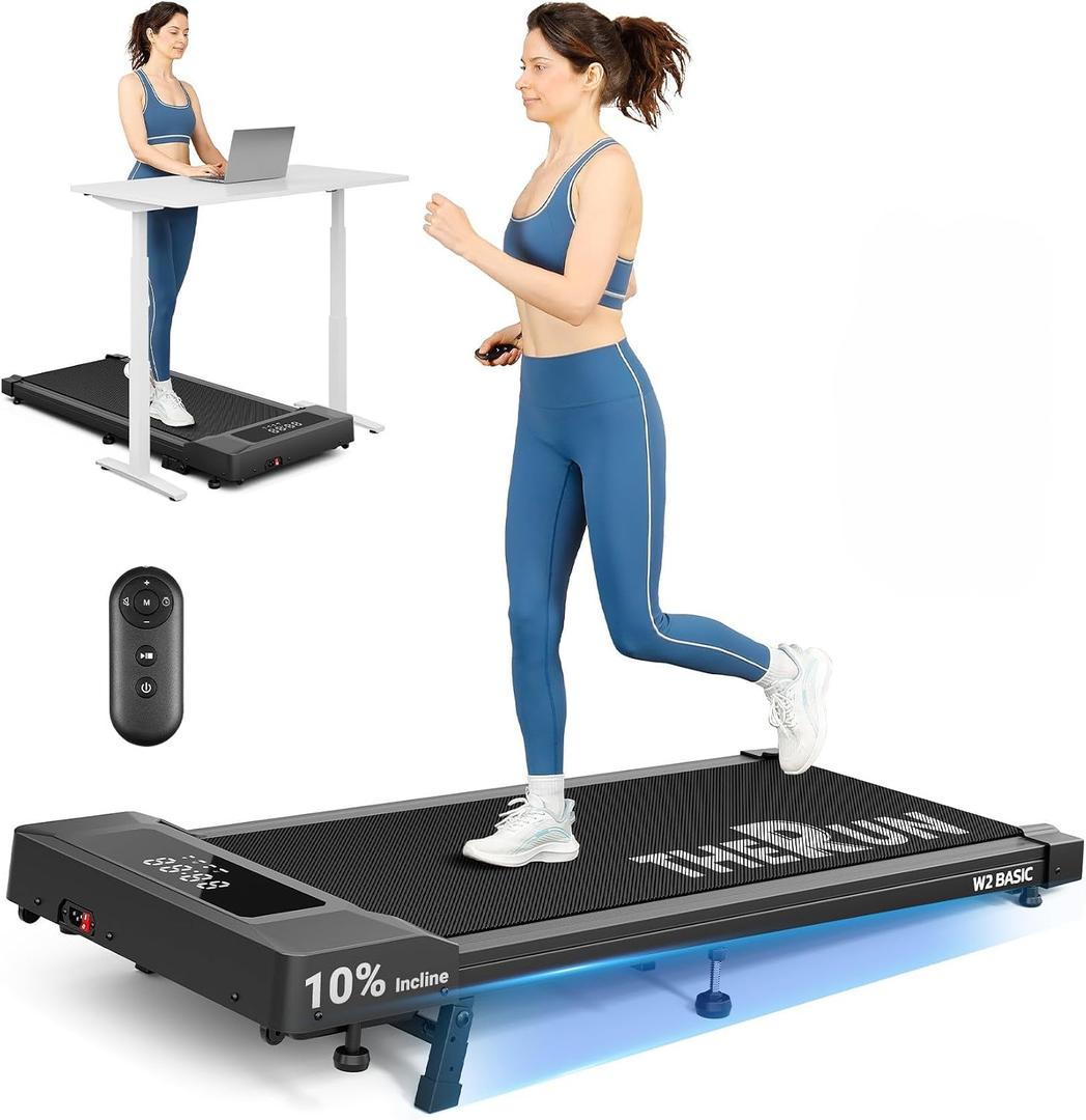 THERUN 10% Walking Pad with Auto Incline, Walking Pad for Home and Office, 2.5 HP Brushless Core Portable Under Desk App Walking Pad with Remote Control and LED Display
