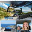 SIXTOP 3 Channel Rear View Mirror Camera with Front 2K, Inside and Rear 1080P Triple Mirror Dash Cam 9.66IPS Touch Screen Night Vision WiFi G-Sensor BSD Loop Record Reverse Assist Parking Monitoring