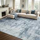 6x9 Ft Large Area Rugs for Living Room, Soft Non-Slip Washable Rugs Modern Abstract Pattern Carpet for Bedroom Indoor Floor Nursery Home Decor (Blue)