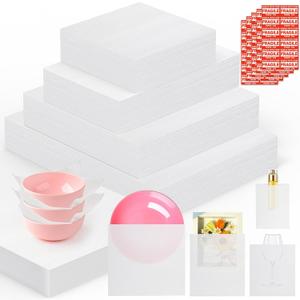 560Pcs Dish Packing Supplies for Moving, 280Thickened High-Density Foam Wrap Pouches & Sheets for Plates and Fragile Shipping Storage, 4 Sizes (16x12",12x12",12x7.8",7.8x7.8")with 280 Fragile Stickers