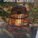 Natural Rattan Solar Lantern with Handle - Large Waterproof LED Decorative Garden Lights, Bright Rattan Solar Table Lamp for Yard, Patio, Wedding, Home Decoration