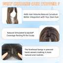 Synthetic Hair Topper with Bangs 18 Inch Layered Toppers for Women with Thinning Hair 5.5" x 5" hand Tied Forehead Hairline 360 3D Cover Wispy Synthetic Toppers Hair for Women Fiber Wiglets