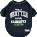 NFL Seattle Seahawks Dog T-shirt Large. - Licensed Shirt for Pets Team Colored with Team Logos- Premium Stretchable Materials for the comfort of your Dog & Cat, Large, Seattle Seahawks