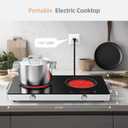 Infrared Double Burner Hot Plate,1800W Portable Electric Cooktop for 110-120V Outlet, Ceramic Glass Top, Knob & Touch Control, 9 Power Levels, Timer, Works with Any Cookware