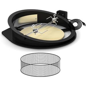 Skyflame 2 in 1 Black Coated Steel Rotisserie Kit with Pizza Ring Compatible with 22 1/2" Weber Kettle Grills - Including Electric Motor, Spit Rod, Pizza Stone, Pizza Ring