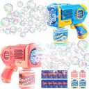 2 Pack Bubble Guns with Bubbles Solution: Automatic Bubble Maker Machine for Boys Girls, Bubble Guns Outdoor Toys for Toddlers, Party, Wedding Birthday Gifts for Ages 3 4 5 6 7 8 Year Old Kid