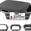 BBQ Prep Tub 3-IN-1 Large 16L Collapsible Cutting Board with Locking Lid for Meal Prep Marinating Food, Camping Sink with Colander, Dish Basin, Storage Blanket for Camping Picnic BBQ, Black