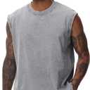 Mens Workout Tank Tops Sleeveless Tee Shirts Men Muscle Shirt Gym Acid Wash T Shirts Running Beach Loose Fit Tee (XL)