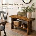 31.5" Solid Wood Entryway Bench, Farmhouse Rustic Storage Bench for Small Spaces, Narrow Indoor Bench Seat for Hallway, Living Room, Dining Room & Mudroom, Mortise-and-Tenon Base, Rustic Brown, 31.5in