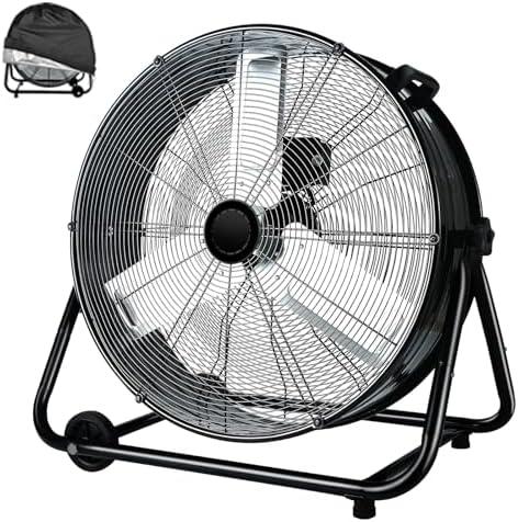 24 Inch High Velocity Heavy Duty Industrial Fan with 3-Speed Adjustment Up to 8100 CFM, Larage Fan Floor For Factory Storehouse Workshop Garage Shop Gym Patio Deck Construction Site