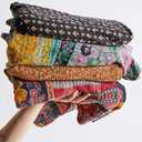 Royal Craft Indian Vintage Kantha Quilt Handmade Throw Reversible Cotton Blankets 1 Quilt Assorted Colors RCKQT0096 RCKQT0096 55X85 Inches