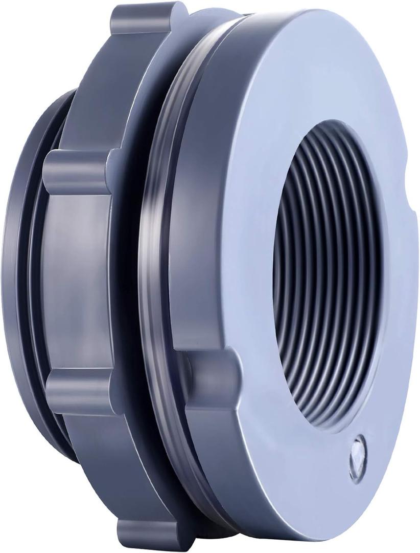 Outus 2 Inch PVC Bulkhead Fitting Water Tank Connector for Rain Barrels, Aquariums, Ponds or Water Tanks