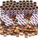 Faccito 50 Pcs Red White Blue Firework Tubes 1 x2-1/2 x3/32 Stick Fireworks Pyro Cardboard Tubes and End Plugs for Patriotic 4th of July Party Favors Birthday Wedding Decor