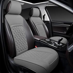 Front Car Seat Covers for Land Rover,Leather Waterproof Seat Protector Custom Fit Land Rover Defender Discovery Range Rover Evoque Sport Velar,2 Pack,Gray