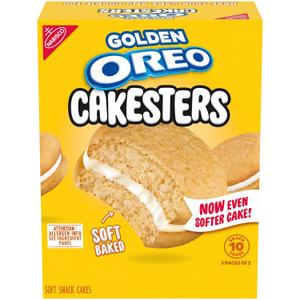 OREO Golden Cakesters Soft Snack Cakes, 5-2.02 oz Snack Packs EXP: 07/07/2026