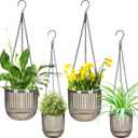 Maxcheck 4 Pcs Self Watering Hanging Planters Indoor Gift 6.5'' 4.5'' Hanging Flower Pots Baskets Outdoor Self Watering Plant with 3hooks Drainage Holes for Home