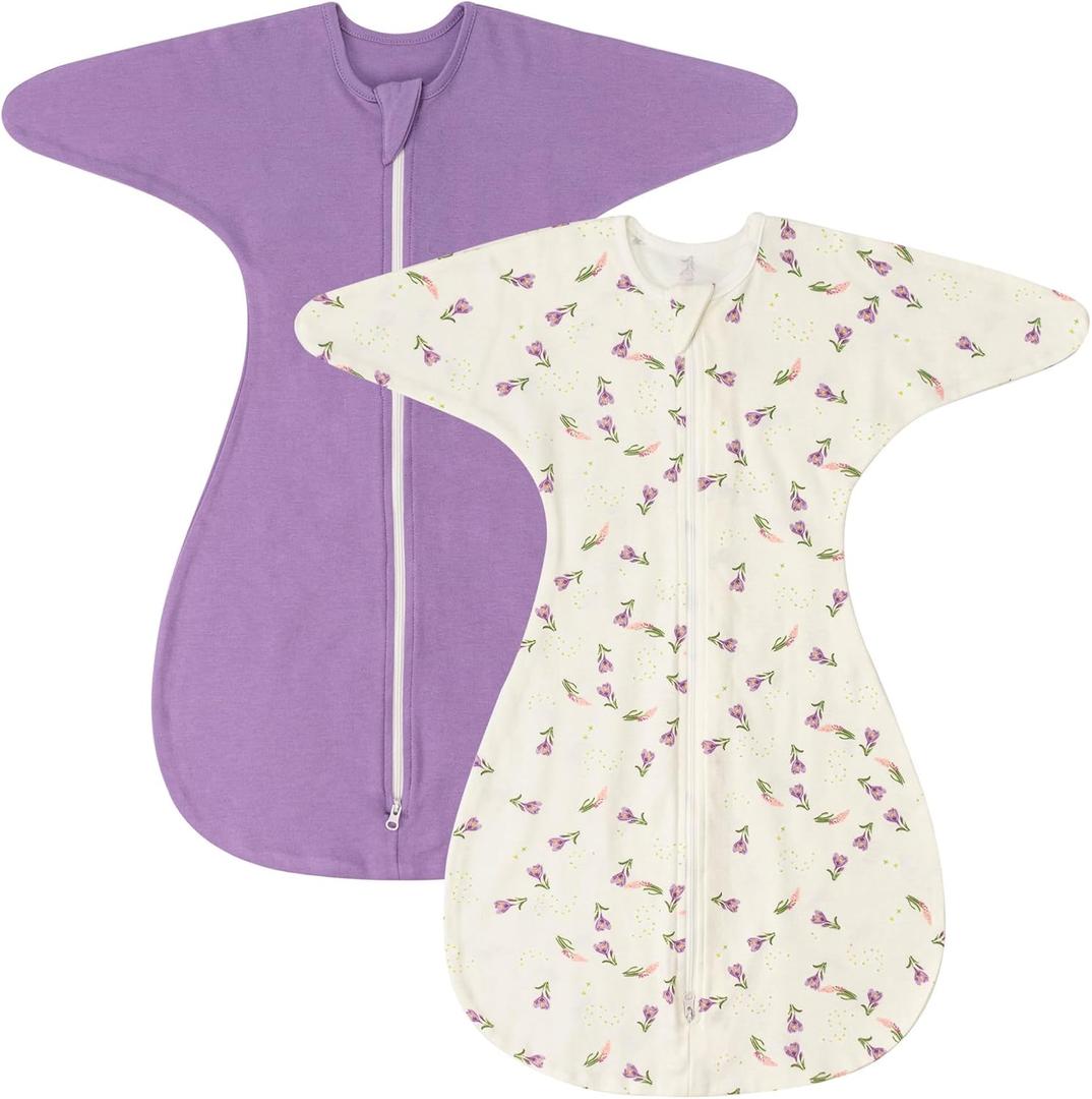 ZIGJOY Shark-Fin Swaddles for Newborns - 1.0 Tog Baby Sleep Sack Soft Cotton Swaddle Wearable Blanket with 2-Way Zipper Size: 3-6 Months
