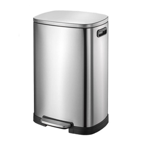 LUNIZ Kitchen Trash Can Super Large Capacity Stainless Steel Trash Can 50L Office Home Kitchen Outdoor Indoor Foot-Type Sortable Trash Can Office Wastebasket (Silver)