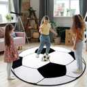 Soft Boys Soccer Rug, Round Rugs for Bedroom, Bedside Area Carpet for Kids, Soccers Lovers Home Decor Indoor Circle Carpets for Living Room, Nursery, Dorms Machine Washable,47 Inch (3.9' (Round))