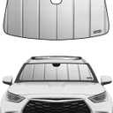 Pigenius Windshield Sun Shade for Toyota Highlander & Highlander Hybrid (Incl. 25th Edition) 2020-2026, NOT for Grand Highlander, Premium Grey Leather Finish