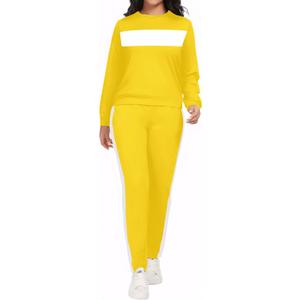 Bealin Sweatsuit for Women 2 Piece Outfits for Women's Color Block Tracksuit Crewneck Sweatshirts Pullover Lounge Sets (XX-Large, 1# Yellow)