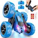 Remote Control Car, RC Cars Toys for Kids Ages 6-12, 4WD Stunt Car with LED Lights & 360 Flips, 2.4GHz, Upgraded USB-C Modular Batteries, 8-10 Year Old Boys Birthday Gift 1-Blue