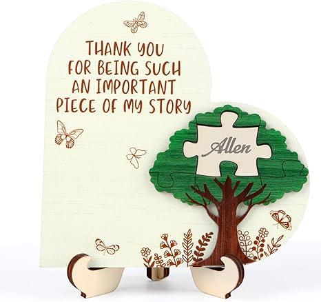 CHDITB DIY Teacher Appreciation Gifts for Man Women(6"x6"), Wooden Heart-Shaped Desktop Decor with Grateful Motivational Quotes, Personalized Puzzle Sign Thank You Gift for End of Year Retirement