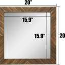 Stonebriar Square Textured Wooden Chevron Hanging Wall Mirror with Attached Mounting Brackets, Rustic Decor Accents for the Bathroom, Living Room, Bedroom, Office, and Hallway