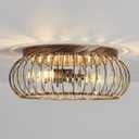 YYJLX Modern Crystal Ceiling Light Oil Rubbed Bronze Flush Mount Ceiling Light Fixture 3 Light Ceiling Chandelier for Hallway Bedroom Bathroom Foyer Living Room Dining Room Kitchen. (Large)