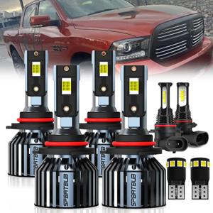 For 2016-2018 Dodge Ram with projector 1500 2500 3500 light Bulbs, 9005 High Beam 9005 Low Beam 9145 Fog Light License Plate Lights Combo, 8PCS