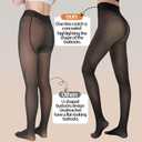 X-CHENG Fleece Lined Tights Sheer Women - Fake Translucent Warm Pantyhose Leggings Sheer Thick Tights for Winter (Black)