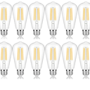 Vintage LED Edison Bulbs 60 Watt Equivalent Dimmable 7W ST58 LED Filament Light Bulbs Warm White 3000K Antique Style Lighting High Brightness 800LM E26 Medium Base Clear Glass for Home Office, 12 Pack