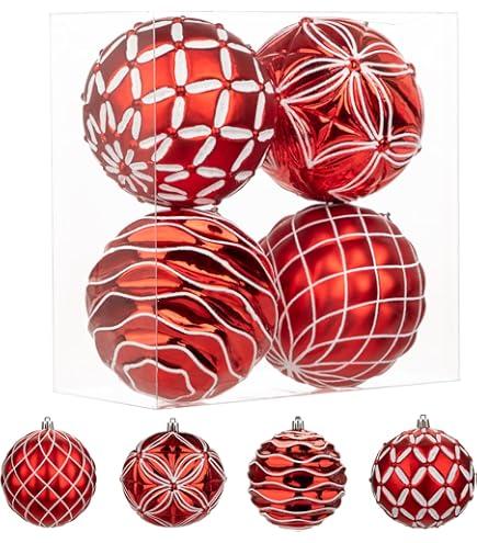 8 PCS Christmas Ball Ornaments, Christmas Tree Decorations, Large Shatterproof Luxury Xmas Ornaments for Christmas Tree, Home Decor, Wedding, Party (Red)