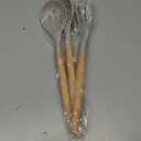 E-far Silicone Cooking Utensils Set, 5-Piece Kitchen Utensils Set with Wooden Handle for Cooking, Silicone Kitchen Nonstick Tools Spatula Turner Slotted Spoons, Nontoxic & Heat Resistant-Khaki