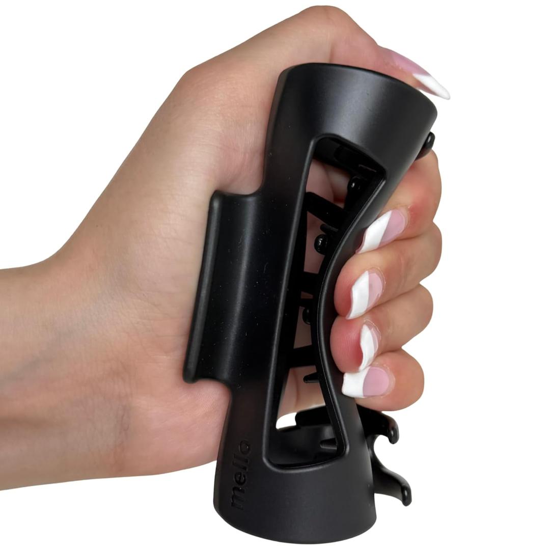 The Original Mello Hair Claw Clip Squishy Claw Clip Made in Korea Patent Pending 30021976 (Black, Medium)