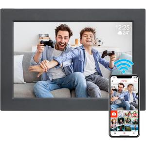 WiFi Digital Photo Frame, 10.1 inch Picture Frame with 32 GB Storage, 1920 * 1200 IPS Touch Screen HD Display Smart Digital Frame,Auto-Rotate, Share Pictures and Videos via Frameo APP(Black)