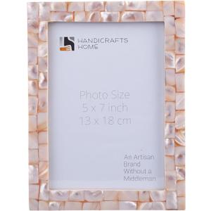 Handicrafts Home Mother of Pearl Picture Frame 5x7, Decorative Photo Frame for Tabletop or Wall, Handmade Shell Mosaic Frame, Modern Home Decor, Gift Picture Frame, Pink