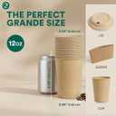 ECO SOUL 12 Oz Disposable Paper Coffee Cups with Lids & Sleeves (100 Pack), 16 Ounces