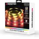 Monster 32.8ft Music Reactive LED Strip with 120 LEDs, 12V Power Adapter, with Remote, Easy Use