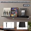 Pinkunn 4 Pack 36 Inch Metal Floating Shelves Picture Ledge, Black