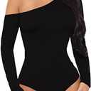 BelleLovin AESLOVIN Women's sexy One Shoulder Long Sleeve Tops T Shirt Bodysuit Jumpsuit XL
