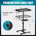 POARMEEY Premium Large Double Tier Rolling Workstation Table with 360 Degree Mute Universal Wheel for Tattoo Work,Beauty Salon Spa Stools Service Storage Tray