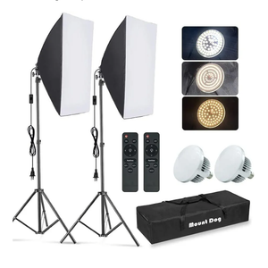 MOUNTDOG Softbox Lighting Kit, 2x19.7"x27.5" Photography Continuous Lighting System with 2pcs 85W 5700K E27 Socket LED Bulbs and Remote for Portrait Product Fashion Photography