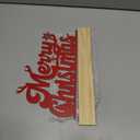 Merry Christmas Sign Red Metal Xmas Letters with Wooden Base Christmas Centerpieces for Mantel Kitchen Office Shelf Desk Tabletop Tiered Tray Decor Reindeer Tree Snowflake Home Table Decorations